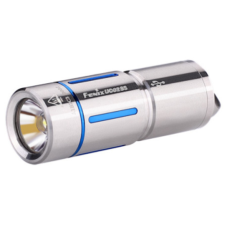 Lantern� reînc�rcabil� Fenix UC02SS argintiu/dungi albastre Blue