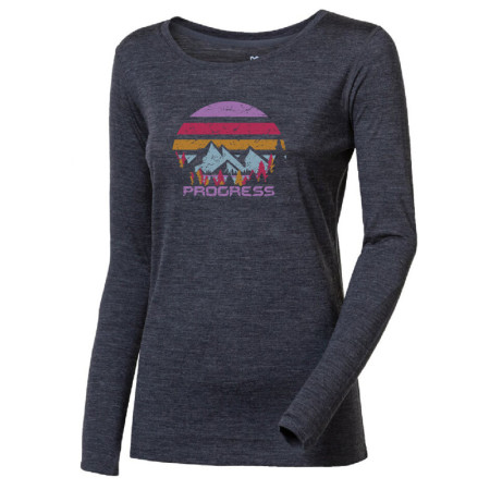 Tricou funcțional femei Progress Hela "Landscape" gri šedý melír