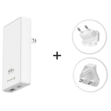 Adaptor Swissten World Travel Charger 45W GaN USB-C + USB-A