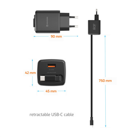 Adaptor Swissten SlideCharge Gan 30W, 1X USB-A 18W