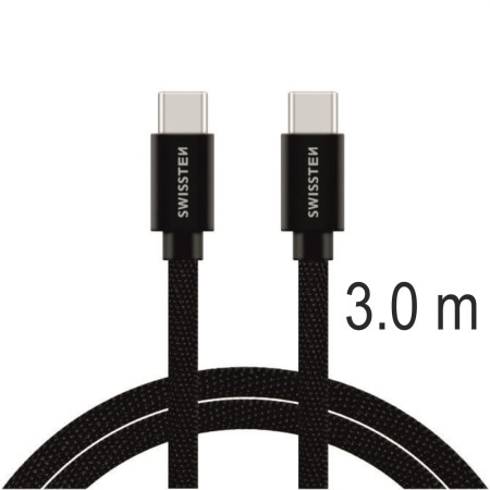 Cablul de încărcare și de date Swissten Textile USB-C / USB-C 3 m