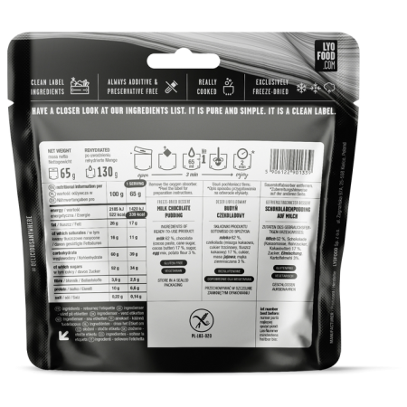 Mâncare deshitradată Lyo food Budincă de ciocolată