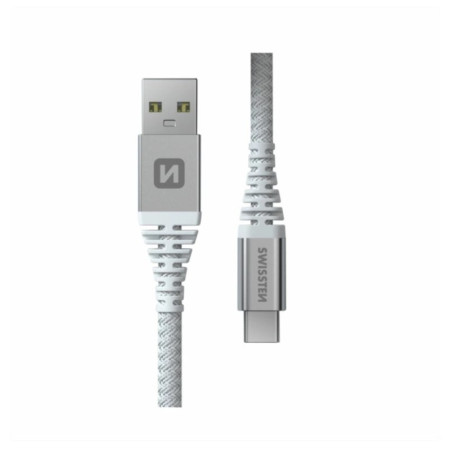 Cablu Swissten Kevlar USB / USB-C 1,5 m alb white
