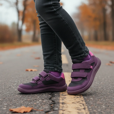 Încălțăminte barefoot all-seasons pentru copii Bugga Safi Dark Purple