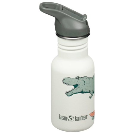 Sticlă copii Klean Kanteen Kid Classic Narrow 12oz (w/Flip Seal Sport Cap) alb dino skate