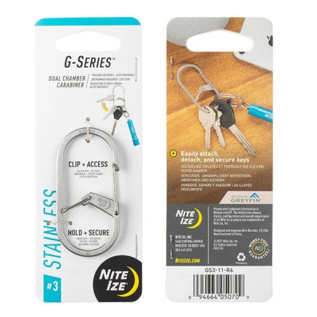 Carbinieră auxiliară Nite Ize G-series #3 argintiu Stříbrná