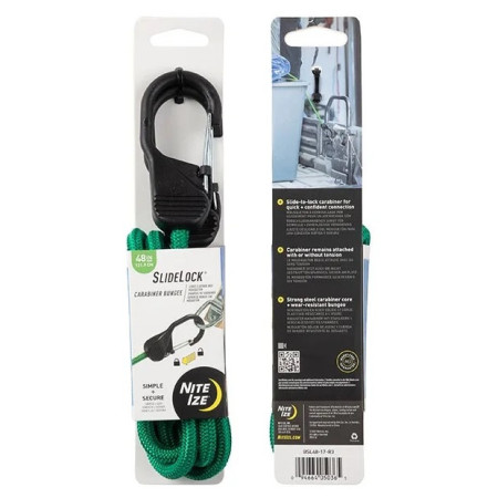 Elastic de fixare Nite Ize Slide Lock Carabiner Bungee 48" verde Zelená