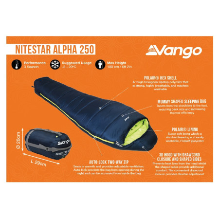 Sac de dormit pentru trei sezoane Vango Nitestar Alpha 250