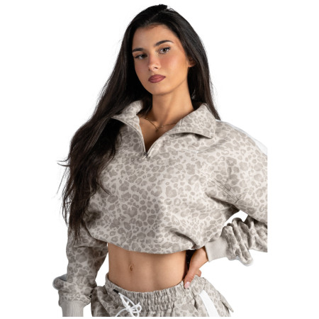 Hanorac femei Nebbia Half-Zip Leopard Sweatshirt Primal bej CREAM LEOPARD
