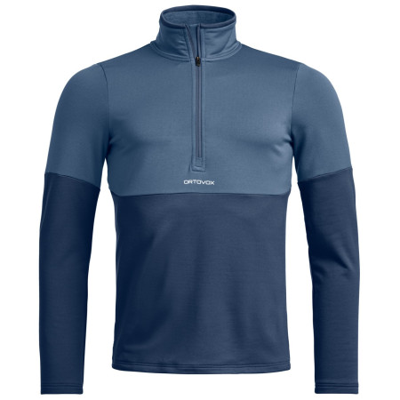 Hanorac bărbați Ortovox Fleece Light Zip Neck albastru Blue Nunatak