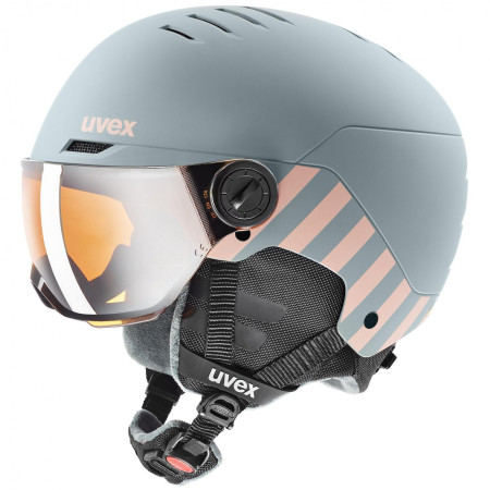 Cască de schi copii Uvex Rocket Jr. Visor gri/roz blush mat