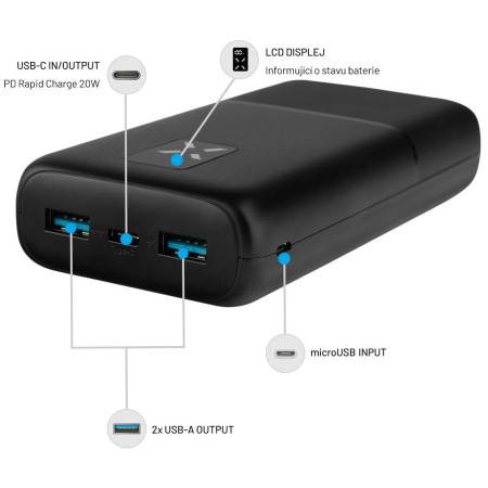 Powerbank Fixed Zen 20 s LCD displejem