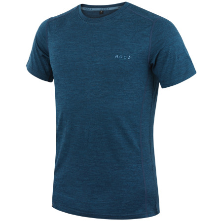 Tricou bărbați MOOA MerinoSilk 160 short albastru lagoon blue melange