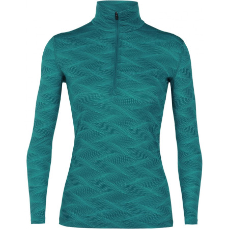 Tricou femei Icebreaker Women`s 200 Oasis Long Sleeve half zip Curve verde Kingfisher/ARCTIC TEAL