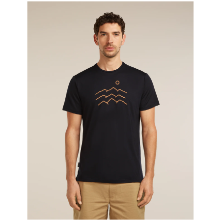 Tricou funcțional bărbați Icebreaker Merino Blend 125 Cool-Lite™ Sphere SS Tee Across the Peaks negru BLACK