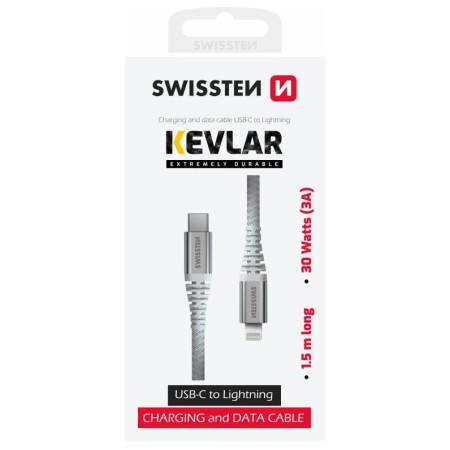 Cablu Swissten Kevlar USB C / Lightning 1,5 m