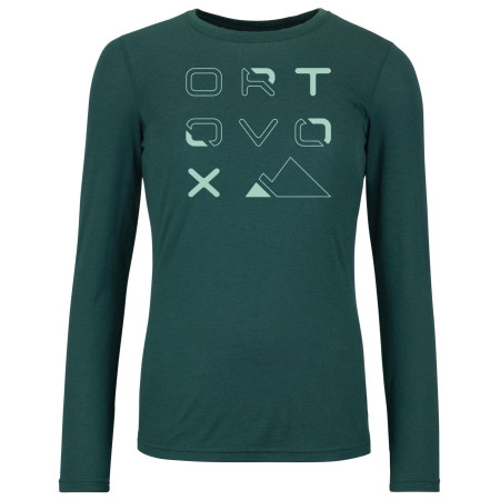 Tricou femei Ortovox 185 Merino Brand Outline Ls W albastru