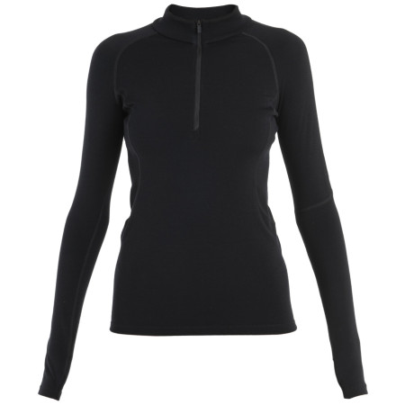 Tricou funcțional femei Icebreaker Women 300 MerinoFine™ Polar LS Half Zip negru Black
