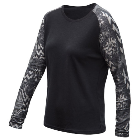 Tricou funcțional pentru femei cu mânecă lungă Sensor Merino Blend Impress negru/gri černá/zebra