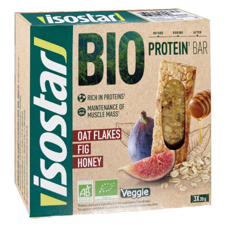 Baton energizant Isostar BIO proteinové tyčinky fíky/med 3x30g