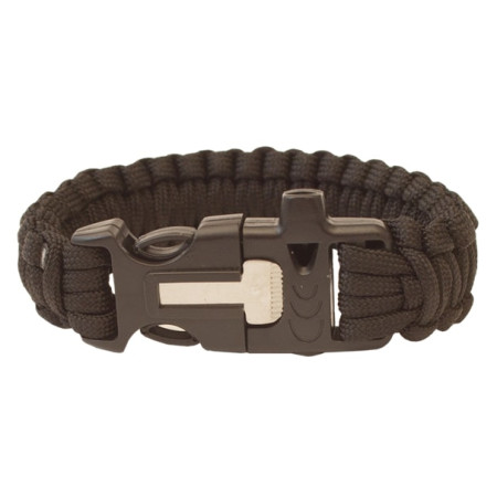 Brățară Yate Paracord cu fluier și amnar negru