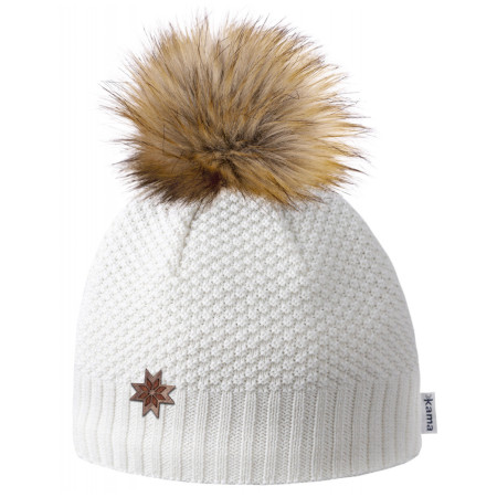 Căciulă croșetată merino Kama A155 alb