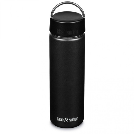 Sticlă oțel Klean Kanteen Wide w/Wide Loop Cap - brushed stainless 800 ml negru