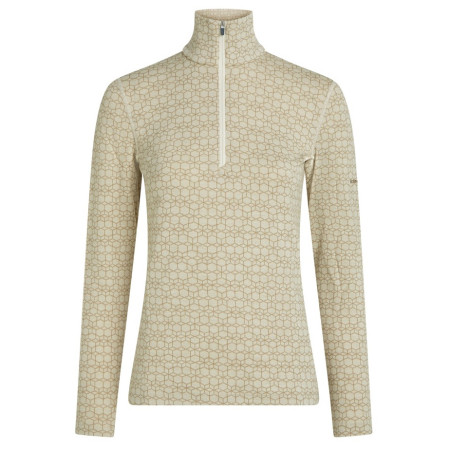 Tricou funcțional femei Icebreaker Women M 260 Tech Vertex LS HZ AlpGeo bej/alb Undyed/Cumin/J