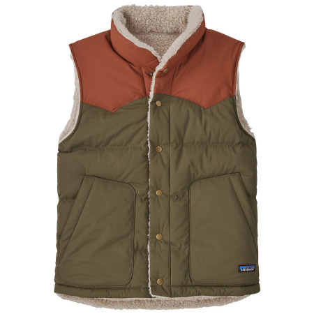 Vestă de puf pentru bărbați Patagonia Reversible Bivy Down Vest verde/maro