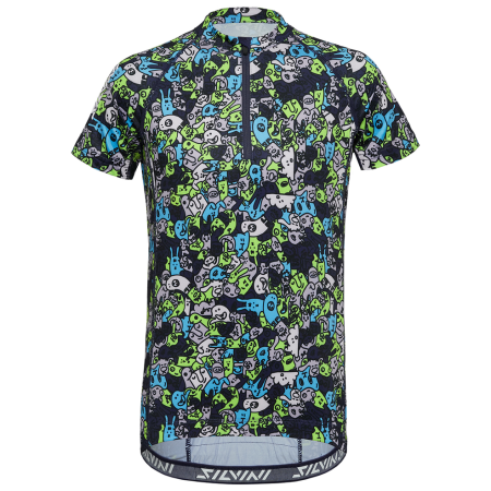 Tricou ciclism copii Silvini Scrivia albastru/verde