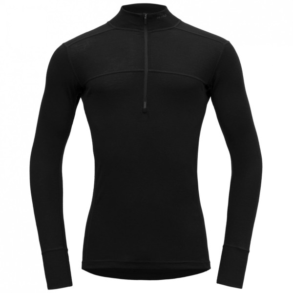 Tricou funcțional bărbați Devold Lauparen Merino 190 Zip Neck Man negru