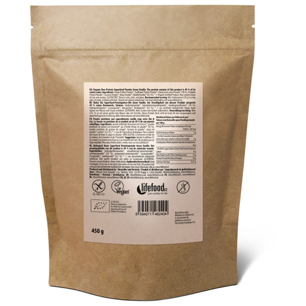 Pudră proteică Lifefood PROTEIN BIO RAW vanilkový 450 g