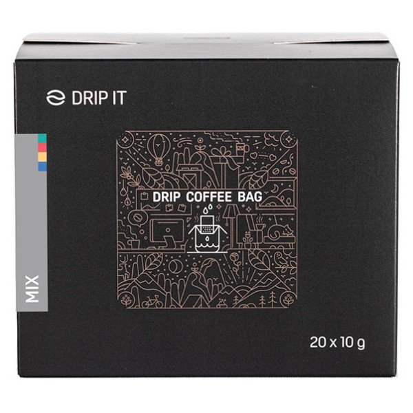 Cafea Drip it Mix - Brazil, Nicaragua, Colombia, Ethiopia 20 x 10 g negru