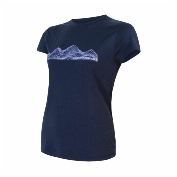 Tricou funcțional femei Sensor Merino Active Pt Mountains Deep Blue albastru