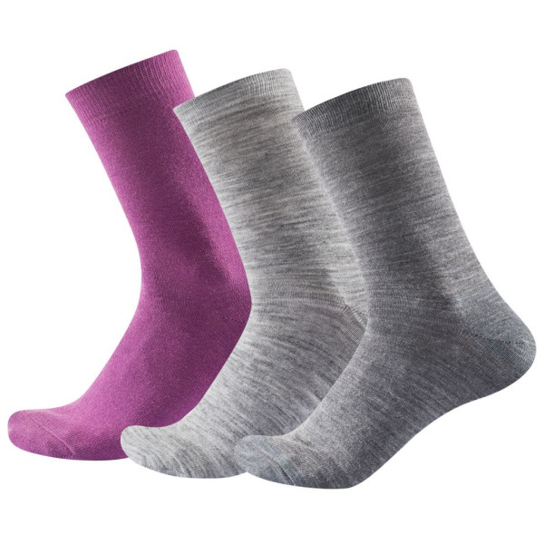 Č�osete femei Devold Daily Light Woman Sock 3PK roz Anemone mix 