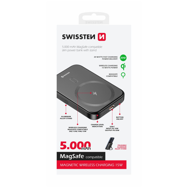 Powerbank fară fir Swissten POWER BANK PD 20W 5000 mAh