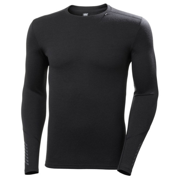 Tricou funcțional bărbați Helly Hansen Lifa Merino Midweight Crew negru