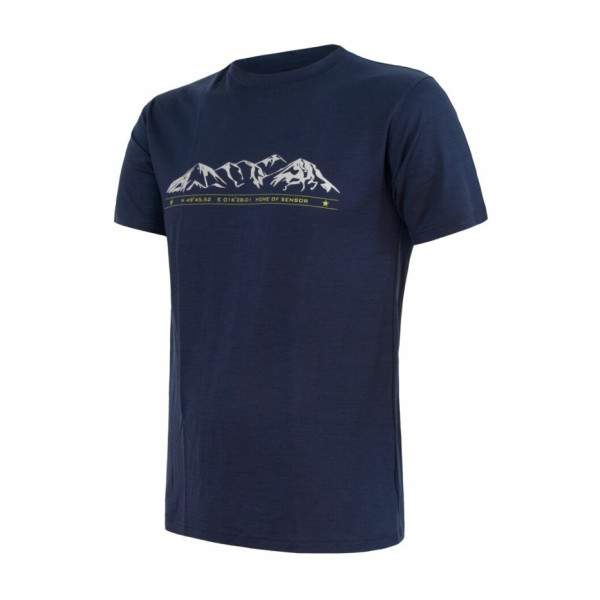 Tricou funcțional bărbați Sensor Merino Active Pt Mountains albastru