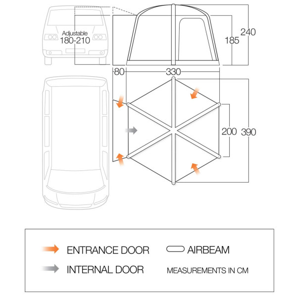 Cort frontal
			Vango Airhub Hexaway II Low