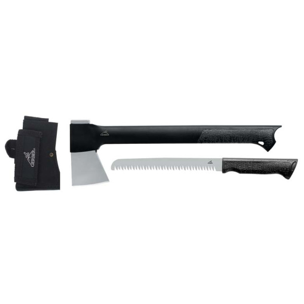 Topor expus Gerber Gator Combo Axe II, cu husă