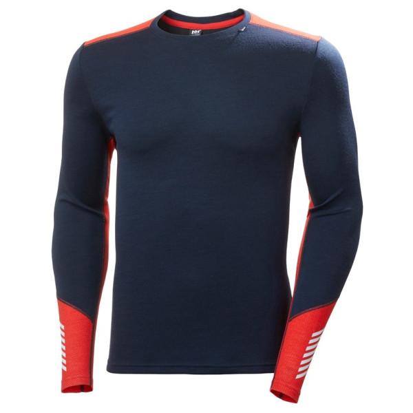 Tricou funcțional bărbați Helly Hansen Lifa Merino Midweight Crew albastru închis