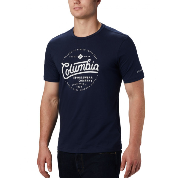 Tricou bărbați Columbia M Path Lake Graphic Tee albastru CollegiateNavyRoundBound