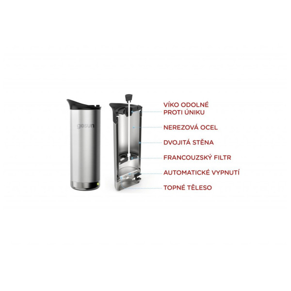 Termos GoSun Brew 12V și filtrul de cafea French Press