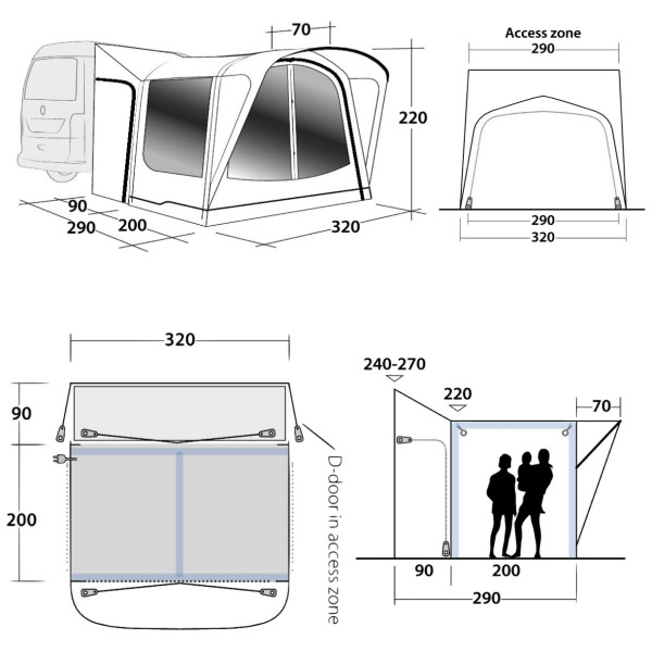 Cort frontal Outwell Parkville 200SA Tall