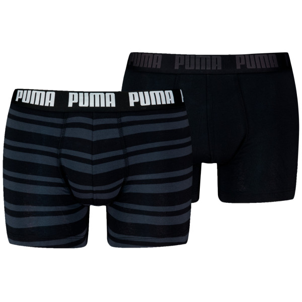 Boxeri bărbați Puma Everyday Striped Boxers 2P negru Black