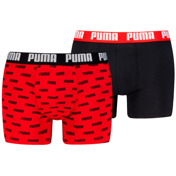 Boxeri bărbați Puma Everyday Aop Print Boxer 2P negru/roșu Red / Black