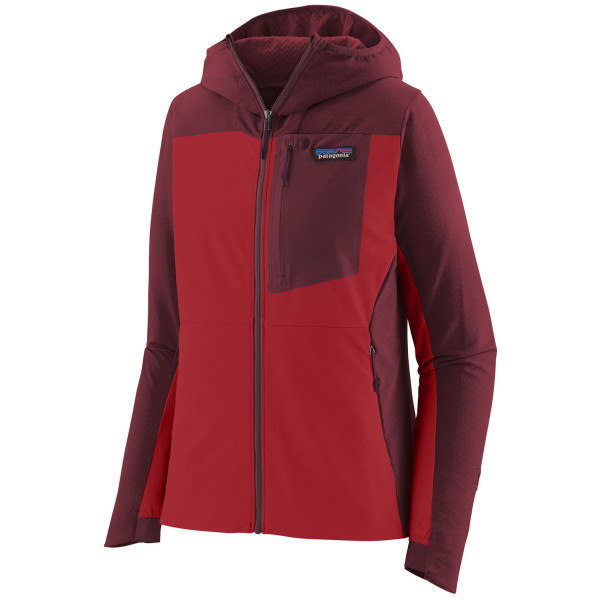 Geacă softshell pentru femei Patagonia R1 CrossStrata Hoody roșu Touring Red