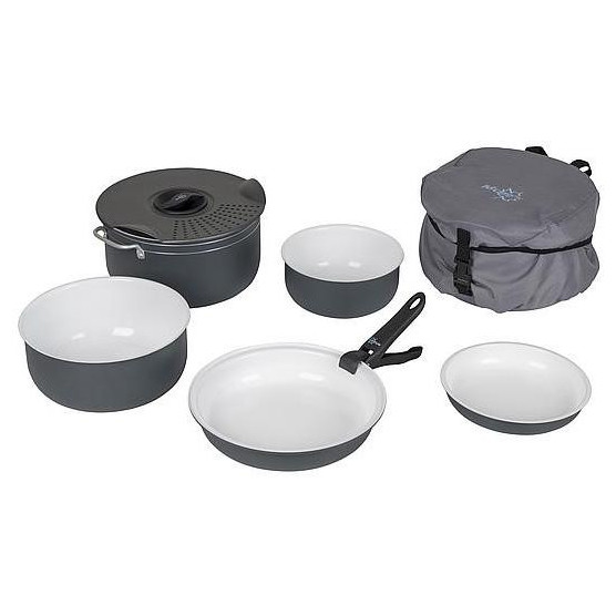 Set de vase Bo-camp Cookware set Camping 7 negru/alb