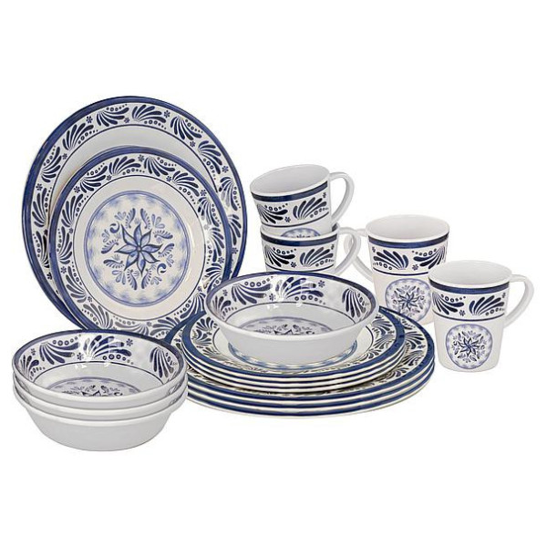 Set de vase Bo-Camp 100% Melamine 16 Old Dutch Albastru/alb