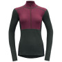 Tricou funcțional femei Devold Lauparen Merino 190 Zip Neck Wmn negru/roșu